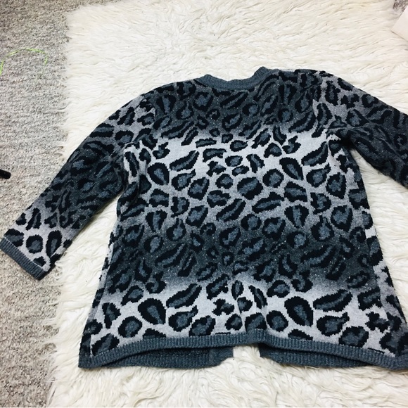 Dana Bachman Knitted Ombré Animal Print Cardigan Open Tie Front Size Large - Picture 9 of 13